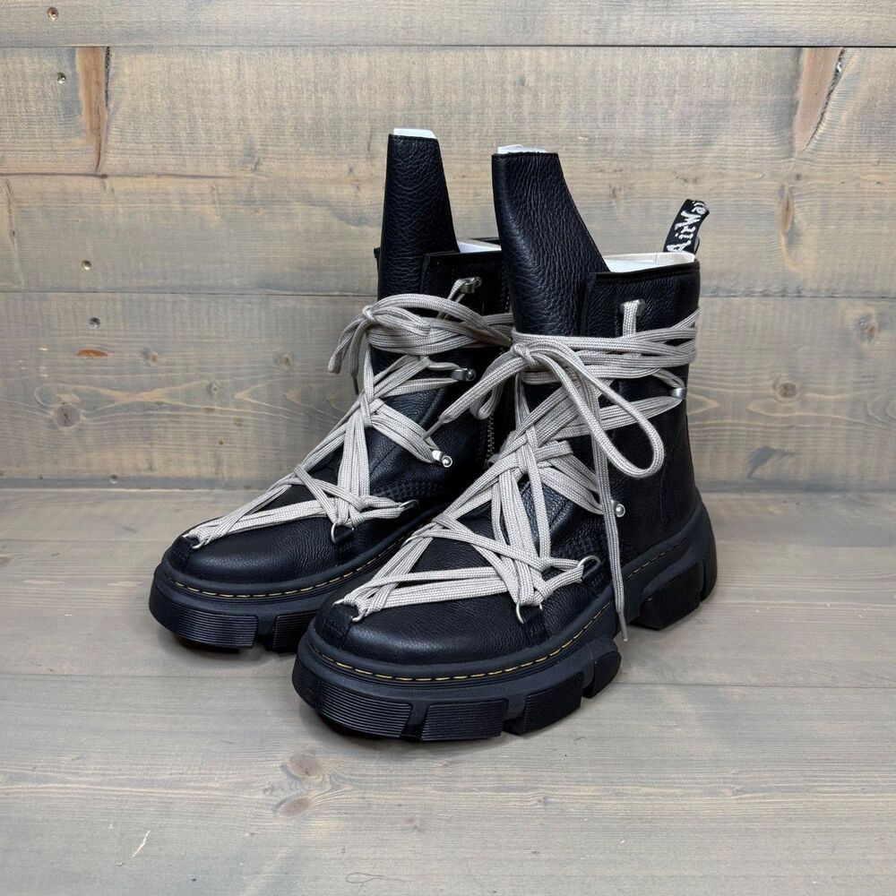 NIB Dr. Martens x Rick Owens 1460 DMXL Megalace RO Black Leather Boots US 10.5 - Picture 3 of 12